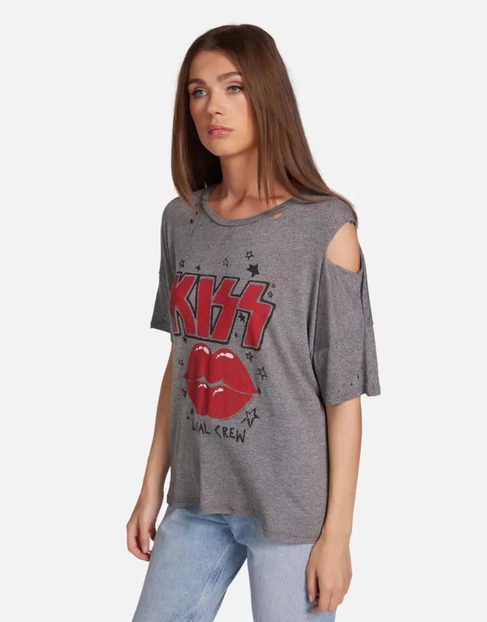 Women039s Kierstyn KISS Local Crew Heather Grey Lauren Moshi Short Sleeve