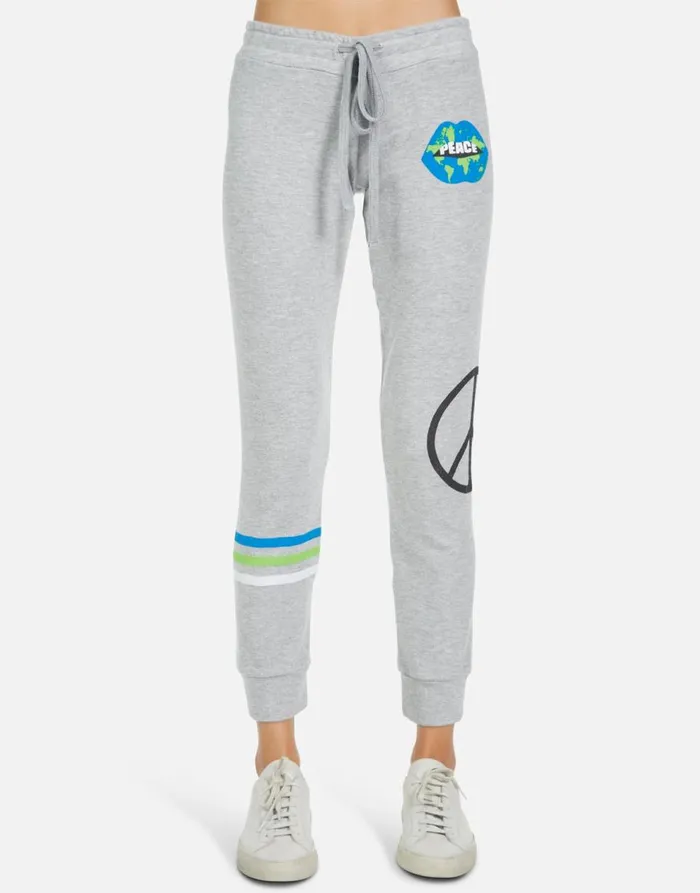 Women039s Kizzy World Peace Lips Heather Grey Lauren Moshi Long Sweatpants