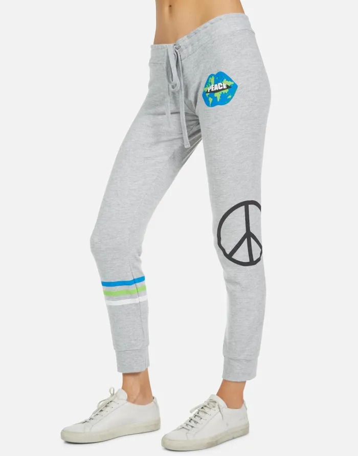 Women039s Kizzy World Peace Lips Heather Grey Lauren Moshi Long Sweatpants