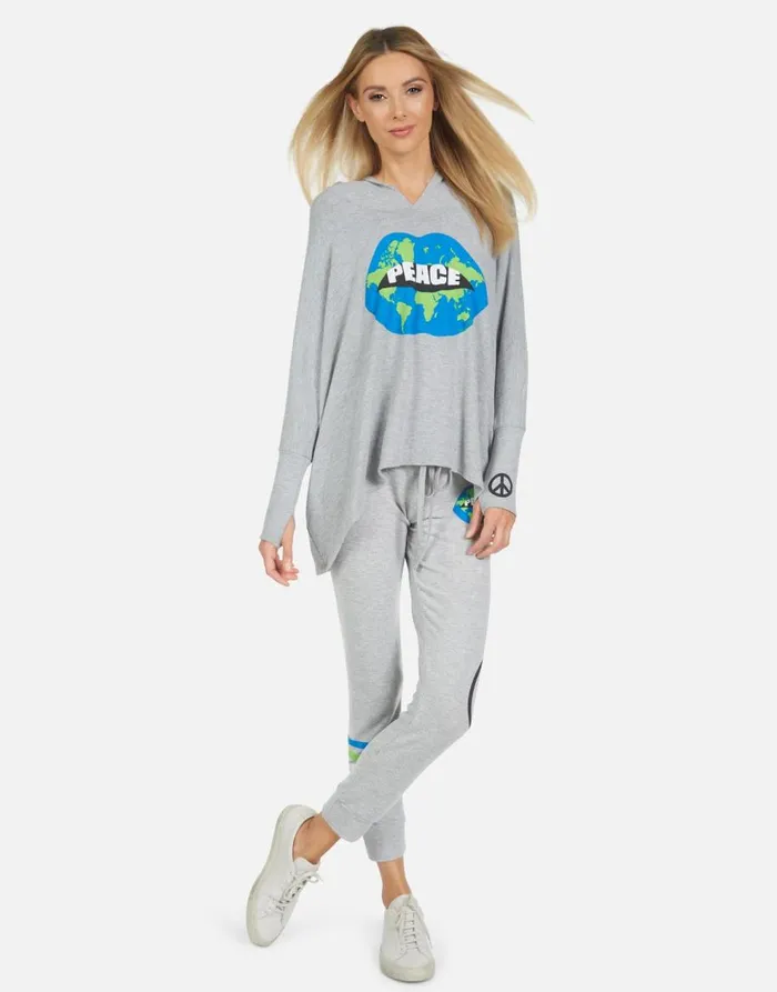 Women039s Kizzy World Peace Lips Heather Grey Lauren Moshi Long Sweatpants