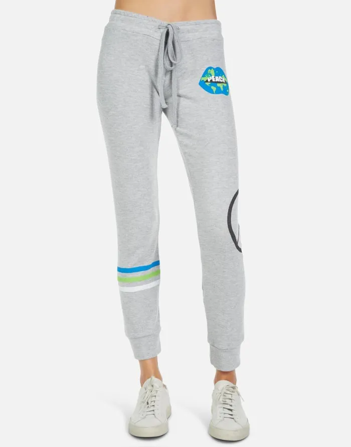 Women039s Kizzy World Peace Lips Heather Grey Lauren Moshi Long Sweatpants