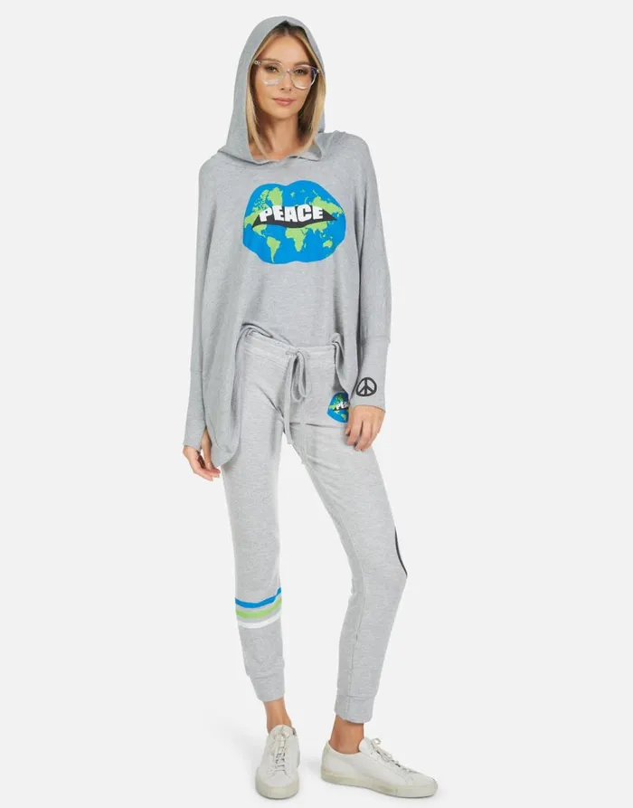 Women039s Kizzy World Peace Lips Heather Grey Lauren Moshi Long Sweatpants