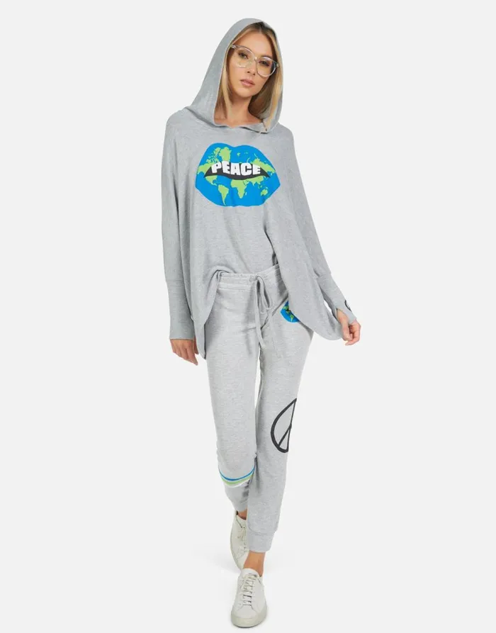 Women039s Kizzy World Peace Lips Heather Grey Lauren Moshi Long Sweatpants