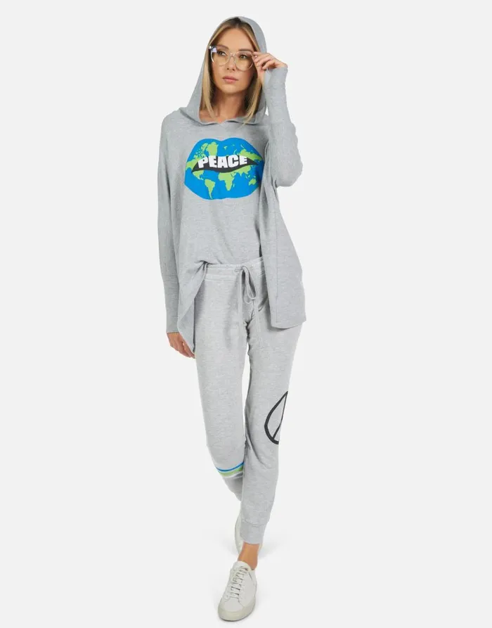 Women039s Kizzy World Peace Lips Heather Grey Lauren Moshi Long Sweatpants