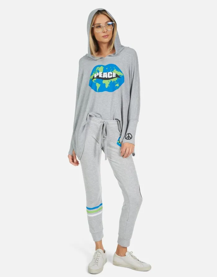 Women039s Kizzy World Peace Lips Heather Grey Lauren Moshi Long Sweatpants