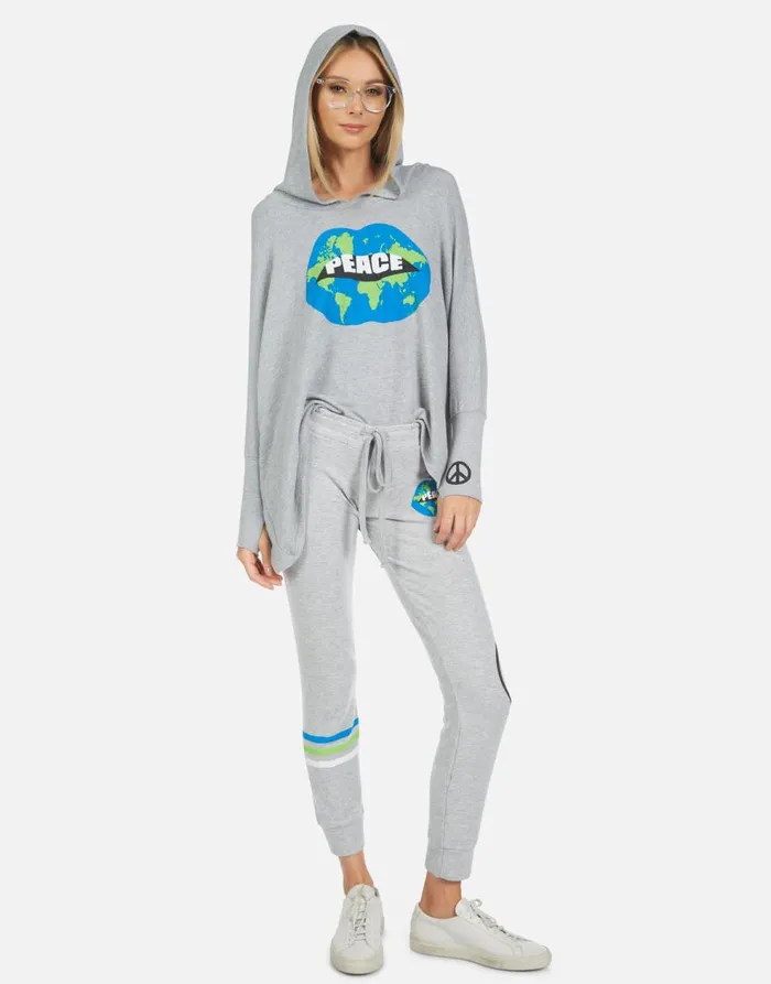 Women039s Kizzy World Peace Lips Heather Grey Lauren Moshi Long Sweatpants