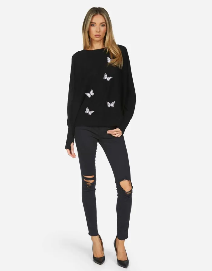 Women039s Ladona X Optimist Butterflies Black Lauren Moshi Sweaters and Knits