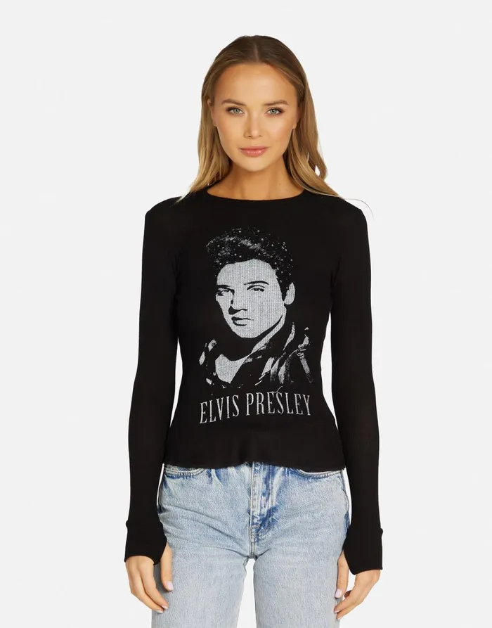 Women039s McKinley Elvis Presley Black Lauren Moshi Long Sleeve