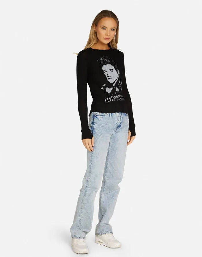 Women039s McKinley Elvis Presley Black Lauren Moshi Long Sleeve