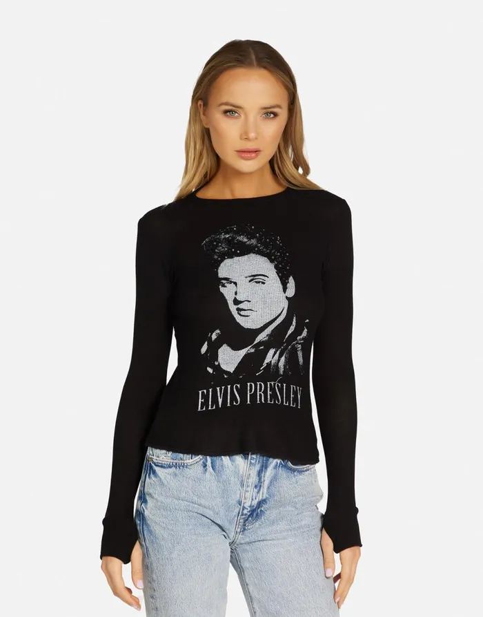 Women039s McKinley Elvis Presley Black Lauren Moshi Long Sleeve