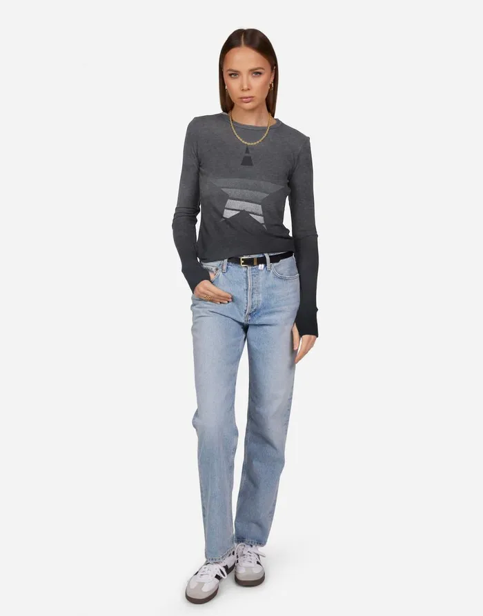 Women039s McKinley Ombre Star Jet Black Ombre Lauren Moshi Long Sleeve