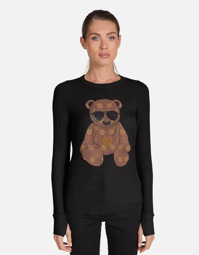 Women039s McKinley X Designer Bear Black Lauren Moshi Long Sleeve