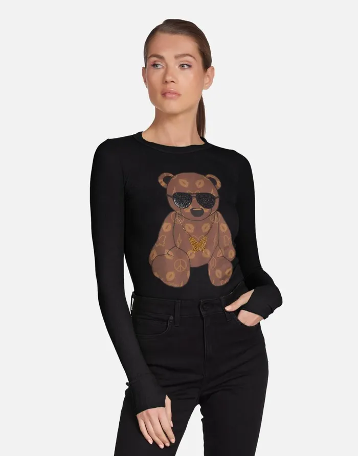 Women039s McKinley X Designer Bear Black Lauren Moshi Long Sleeve