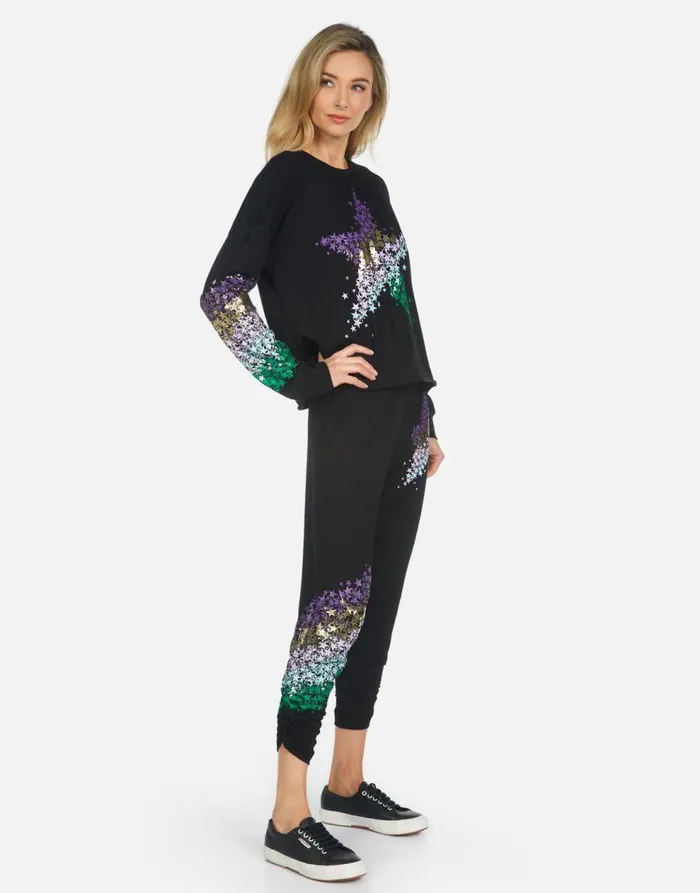 Women039s Mimi Star Confetti Black Lauren Moshi Crop Sweatpants
