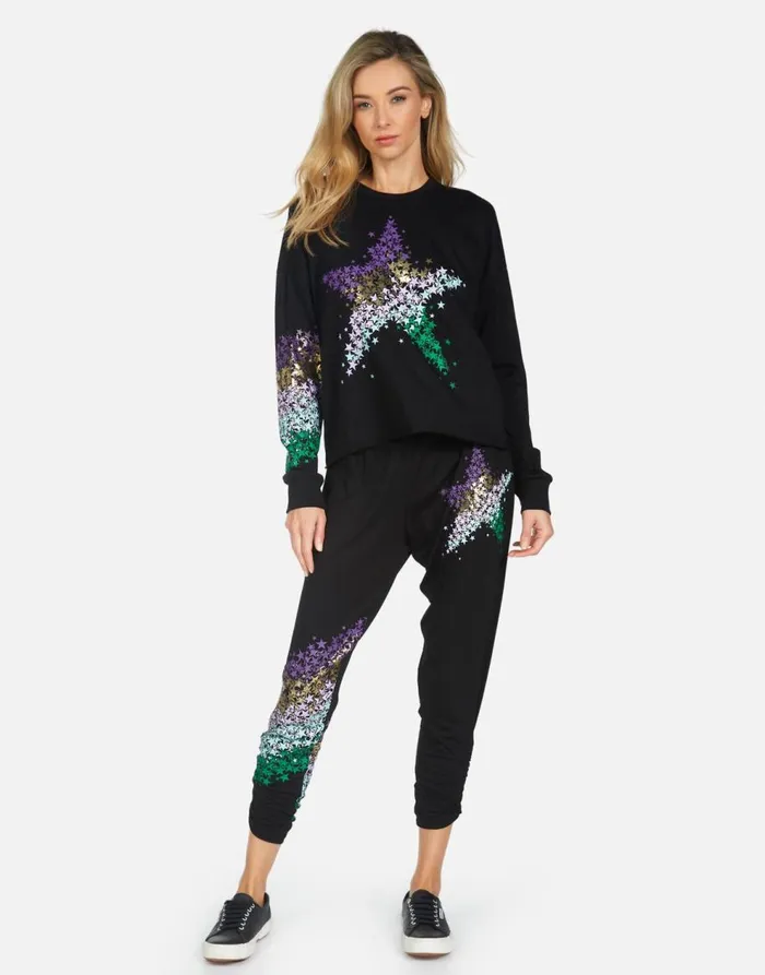 Women039s Mimi Star Confetti Black Lauren Moshi Crop Sweatpants