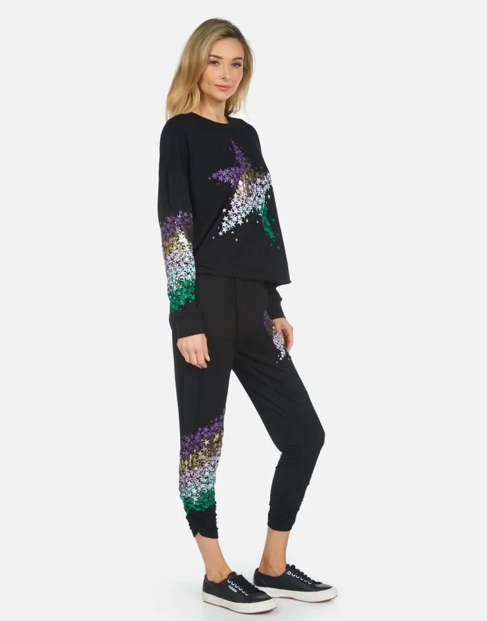Women039s Mimi Star Confetti Black Lauren Moshi Crop Sweatpants