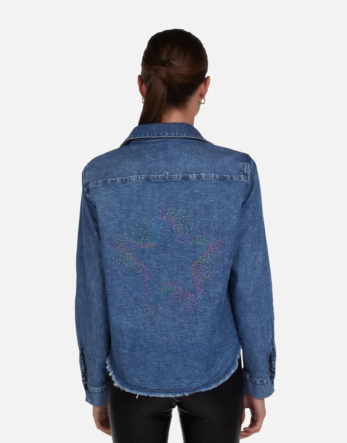 Women039s Saba Neon Stud Starburst Vintage Denim Lauren Moshi Long Sleeve