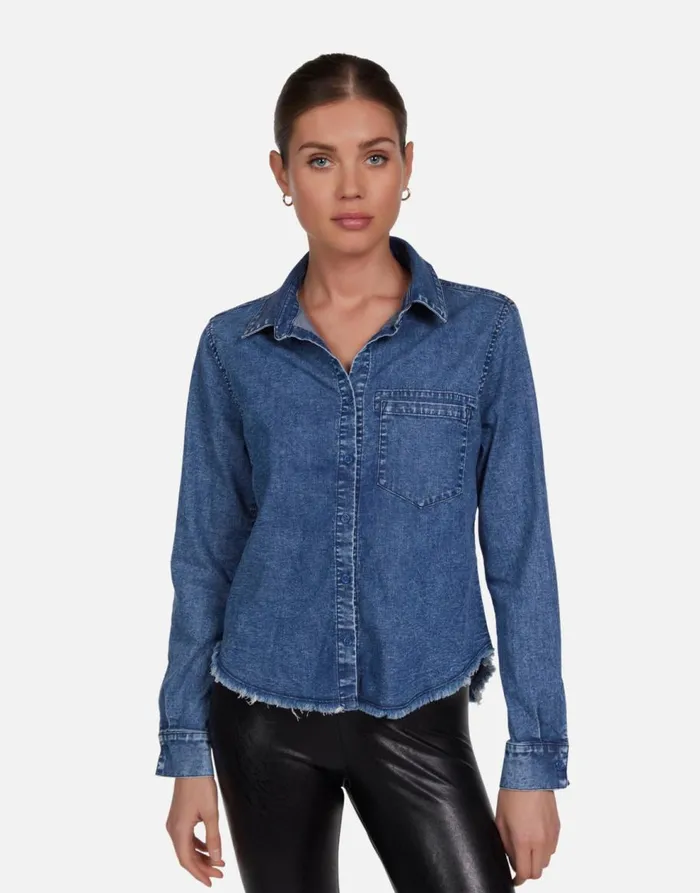 Women039s Saba Neon Stud Starburst Vintage Denim Lauren Moshi Long Sleeve