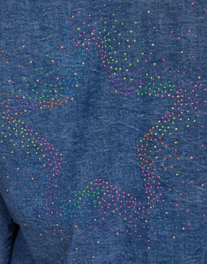 Women039s Saba Neon Stud Starburst Vintage Denim Lauren Moshi Long Sleeve