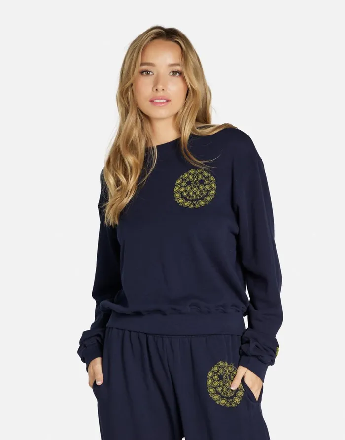 Women039s Spalding Diamond Happyface Navy Lauren Moshi Long Sleeve
