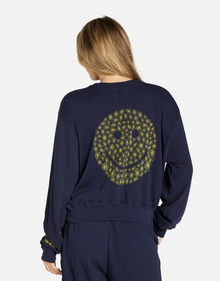 Women039s Spalding Diamond Happyface Navy Lauren Moshi Long Sleeve