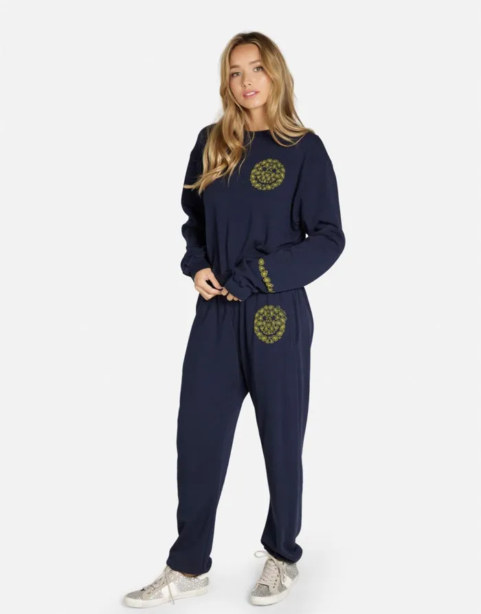 Women039s Spalding Diamond Happyface Navy Lauren Moshi Long Sleeve