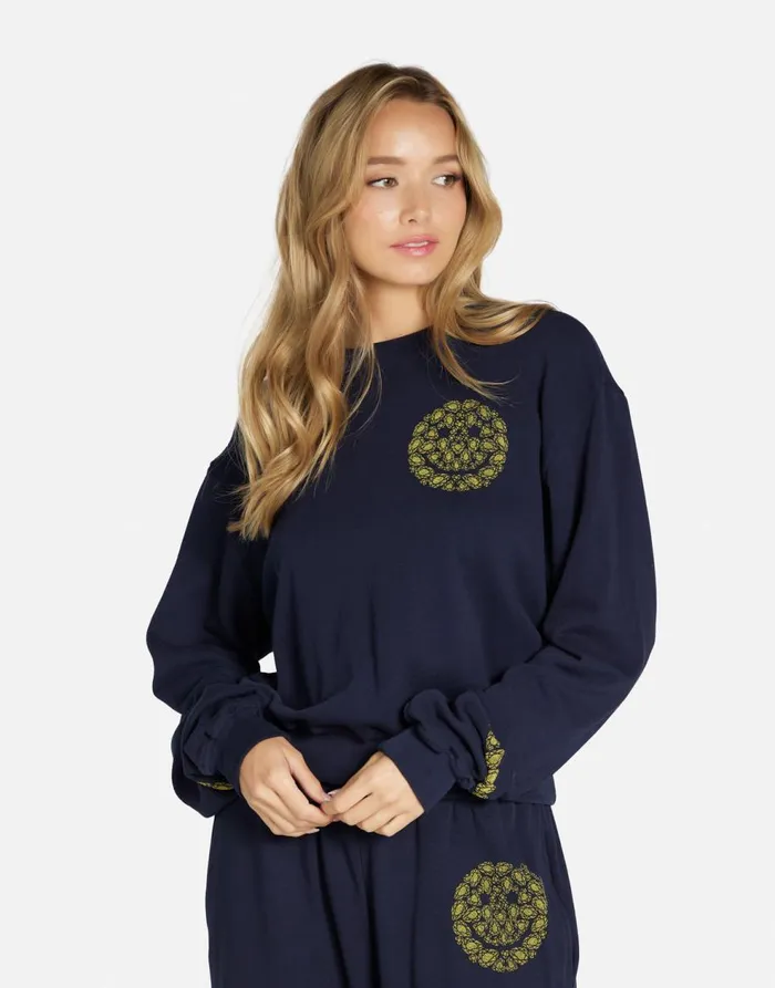 Women039s Spalding Diamond Happyface Navy Lauren Moshi Long Sleeve