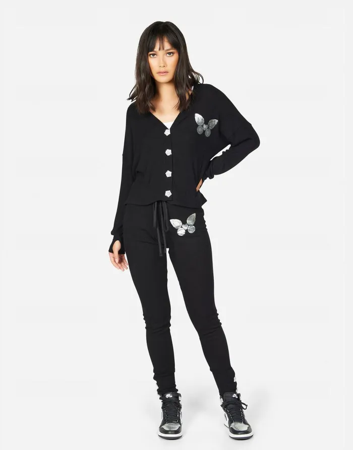Women039s Stormi Diamond Butterfly Black Lauren Moshi Long Sweatpants