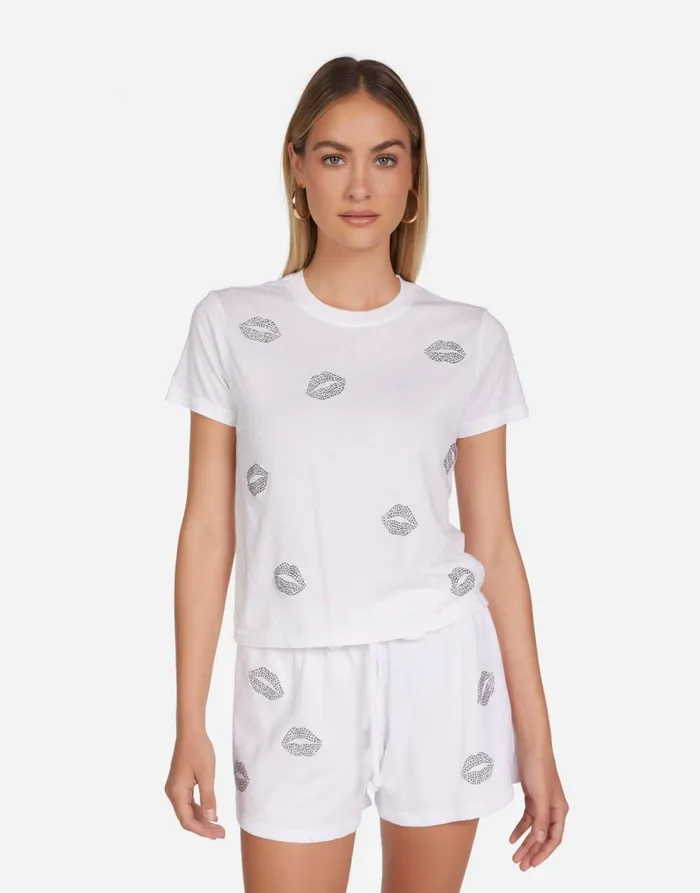 Women039s Ursula Stud Kisses White Lauren Moshi Short Sleeve