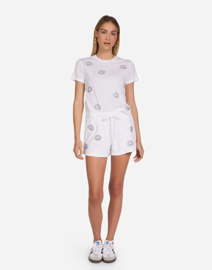 Women039s Ursula Stud Kisses White Lauren Moshi Short Sleeve