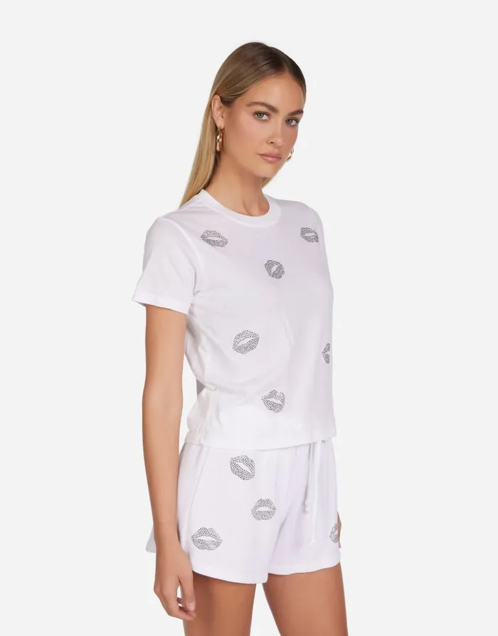 Women039s Ursula Stud Kisses White Lauren Moshi Short Sleeve