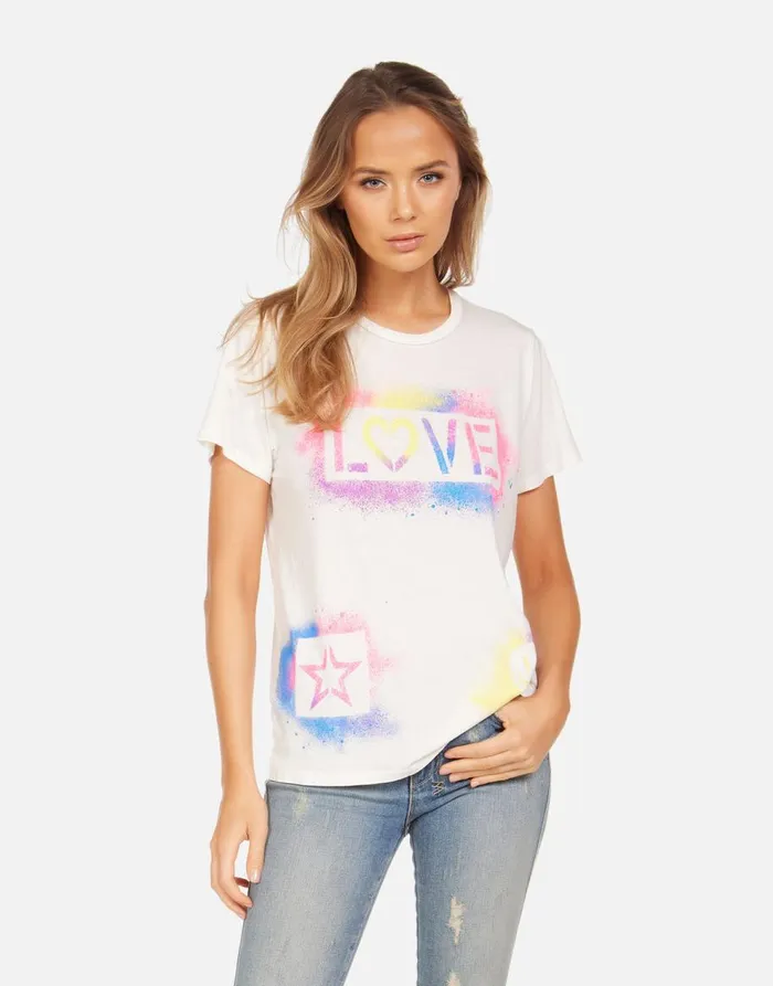 Women039s Wolf Graffiti Love Milk Lauren Moshi Short Sleeve