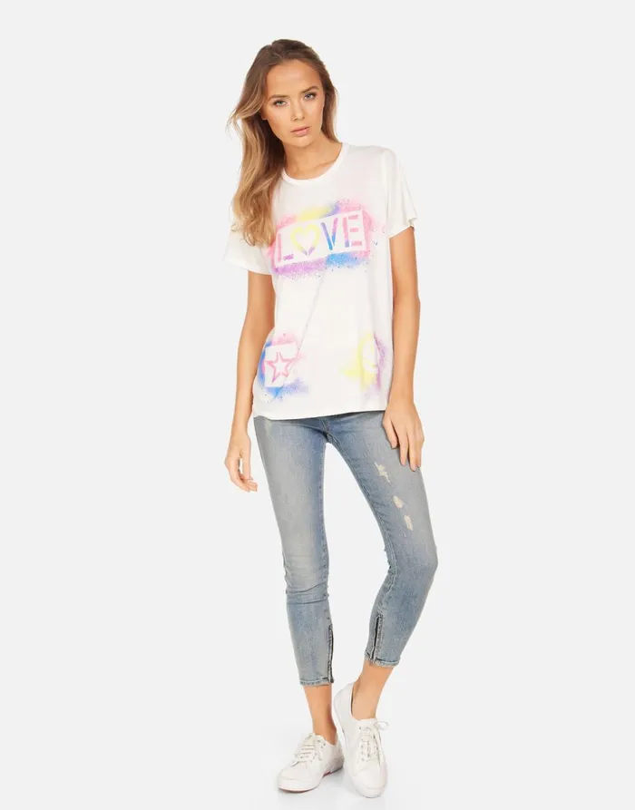 Women039s Wolf Graffiti Love Milk Lauren Moshi Short Sleeve