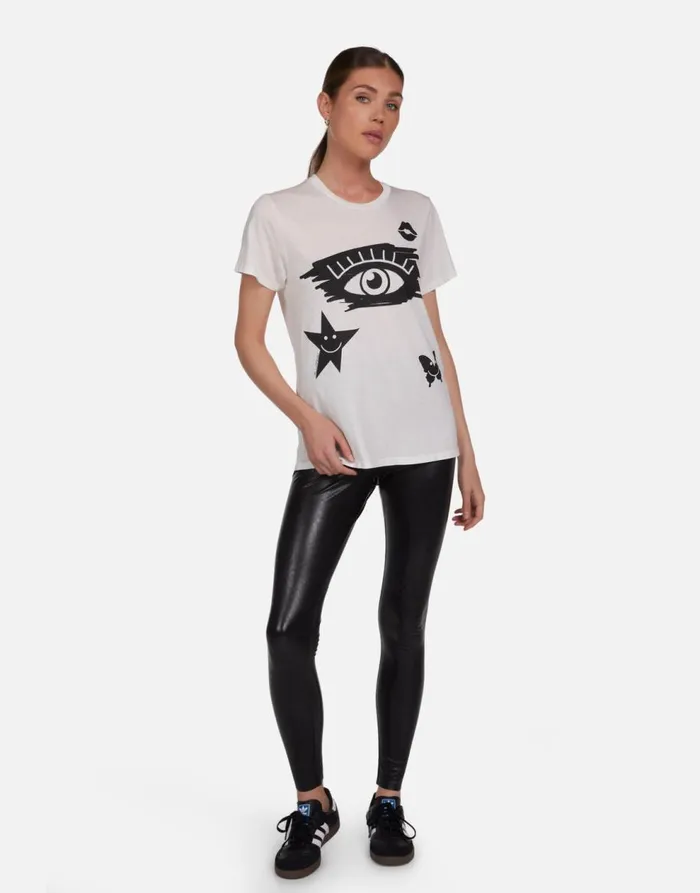 Women039s Wolf Scribble Eye Elements Milk Lauren Moshi Short Sleeve