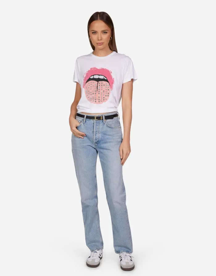 Women039s Wolf Vintage Stud Tongue White Lauren Moshi Short Sleeve