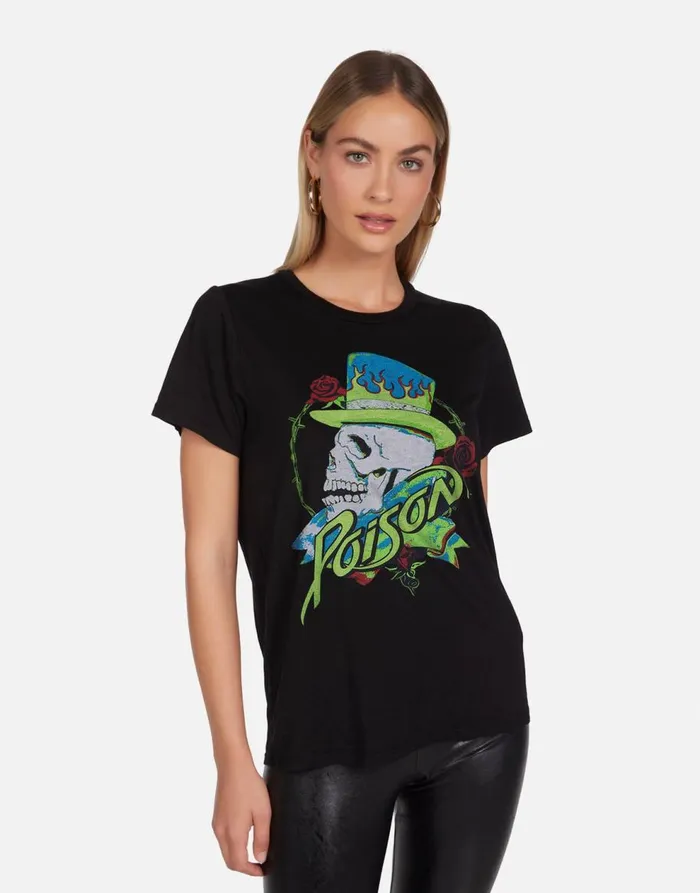 Women039s Wolf X Neon Poison Skull Black Lauren Moshi Short Sleeve