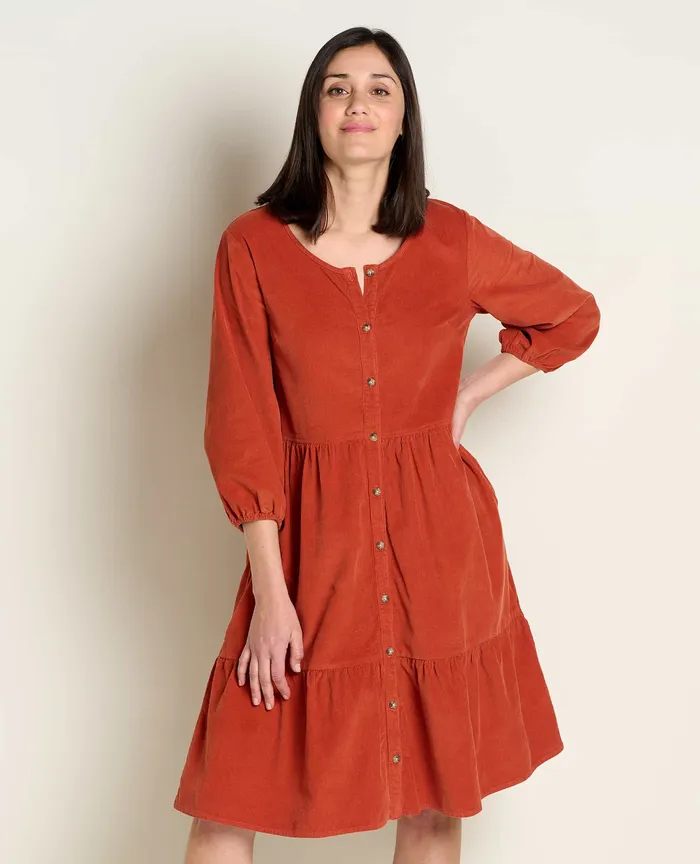 Women8217s Scouter Cord Tiered Dress Cinnamon Dresses ToadandCo