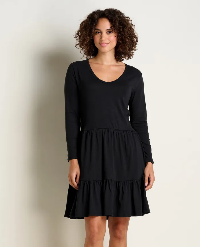 Women8217s ToadandCo Marley Tiered Long Sleeve Dress Black Dresses