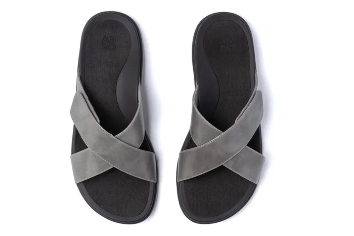 Women ABEO Footwear Sandals Laguna Slide Silver Leather