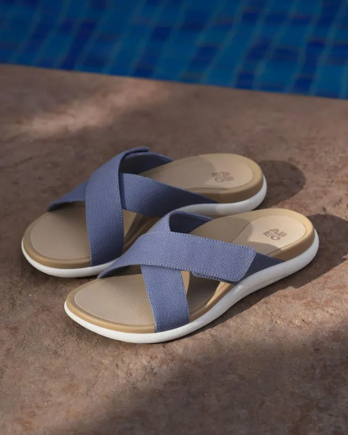 Women ABEO Footwear Sandals Laguna Slide Silver Leather