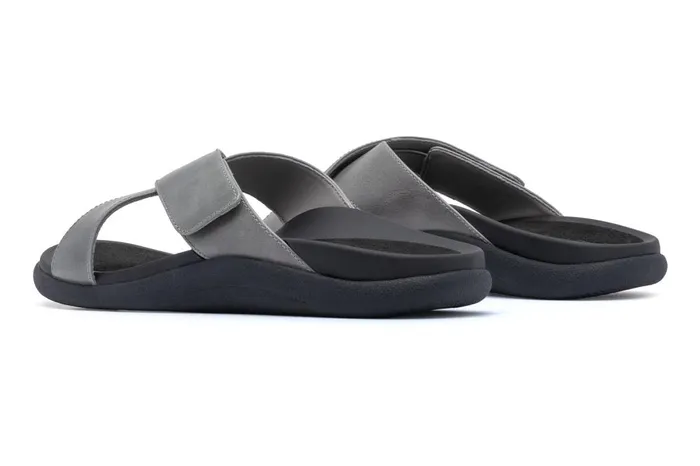 Women ABEO Footwear Sandals Laguna Slide Silver Leather