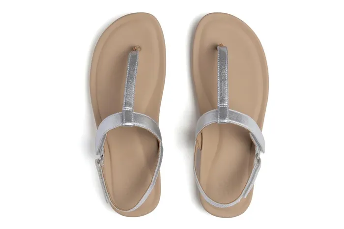 Women ABEO Footwear Sandals Oasis T Strap Silver Women ABEO Footwear Sandals Oasis T Strap Silver