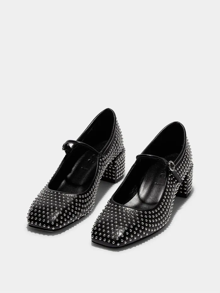 Women Aline Mini Studs Leather MaryJane Pumps Aeyde Pumps