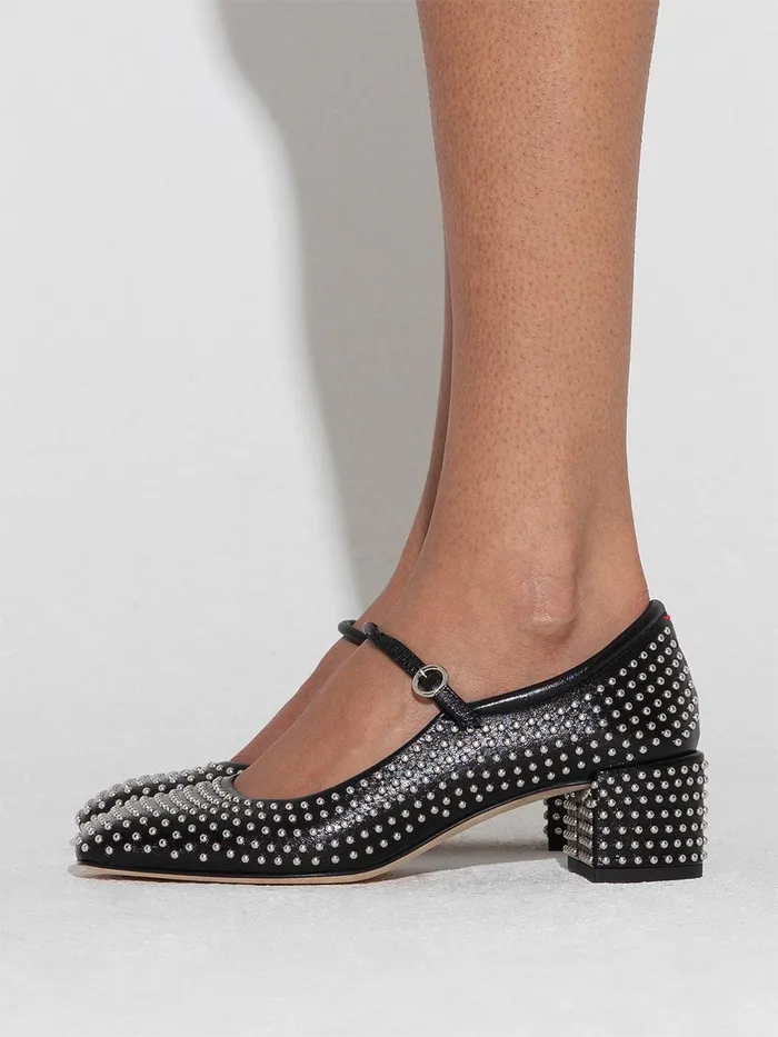 Women Aline Mini Studs Leather MaryJane Pumps Aeyde Pumps