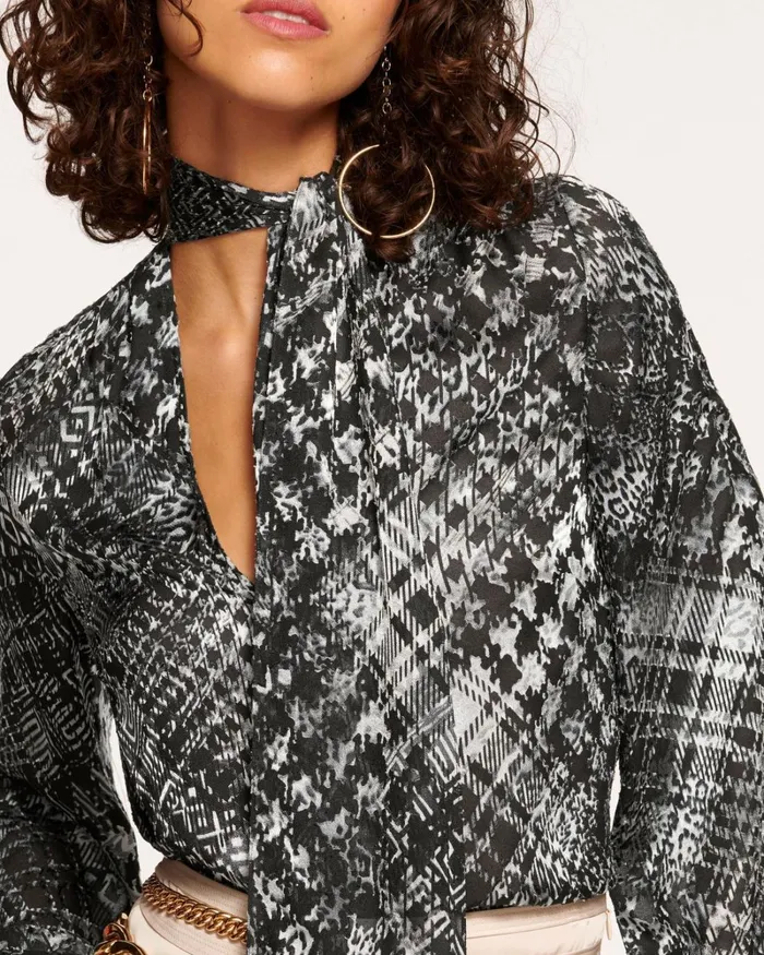 Women Aliyah VNeck Blouse Houndstooth Burnout Ramy Brook Tops Women Aliyah VNeck Blouse Houndstooth Burnout Ramy Brook Tops