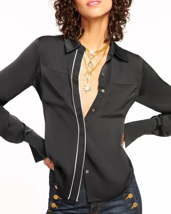 Women Aliza Button Down Shirt Black Ramy Brook Tops