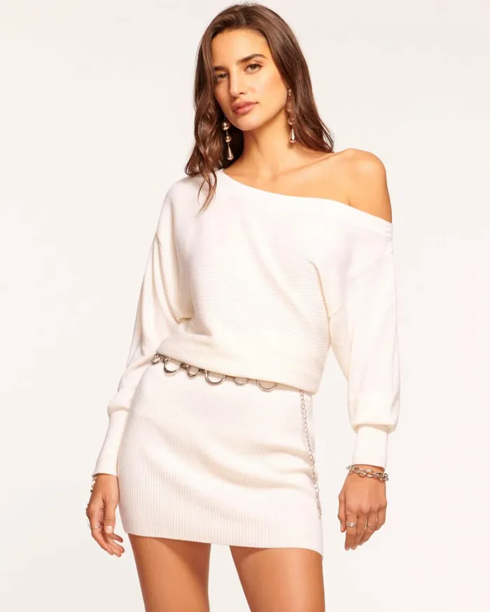 Women Anna OffTheShoulder Sweater Dress Electric Pink Ramy Brook Dresses