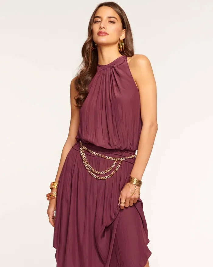 Women Audrey Smocked Midi Dress Navy Ramy Brook Dresses