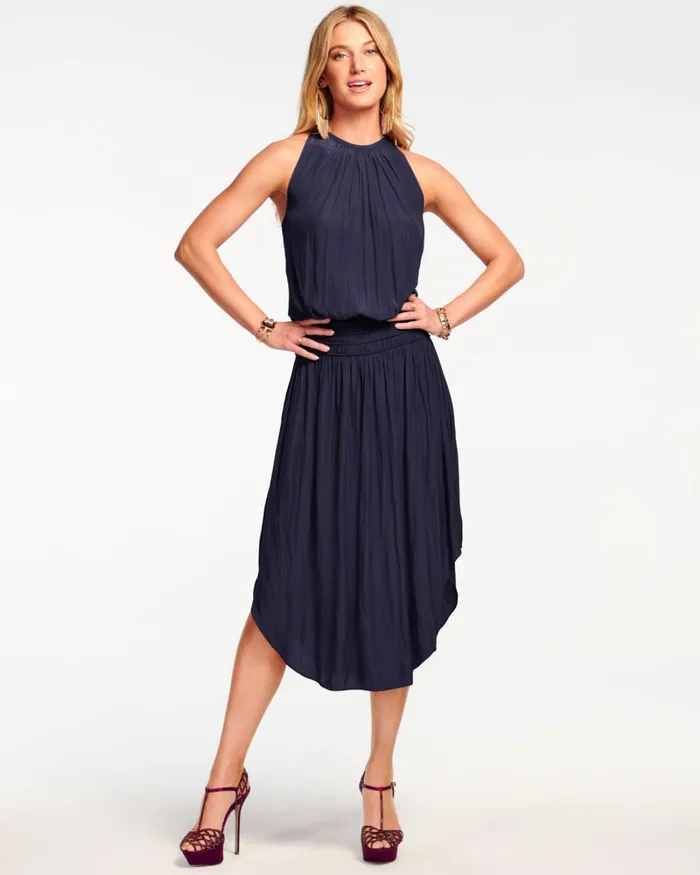 Women Audrey Smocked Midi Dress Navy Ramy Brook Dresses Women Audrey Smocked Midi Dress Navy Ramy Brook Dresses