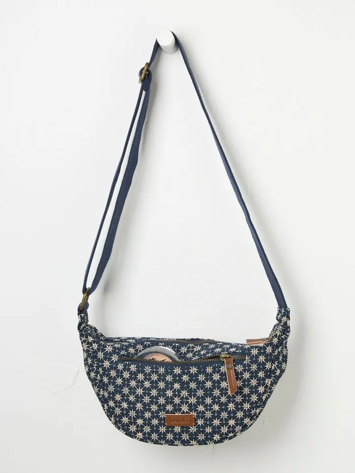 Women Bags and Purses Fat Face Gia Blue Canvas Sling Bag